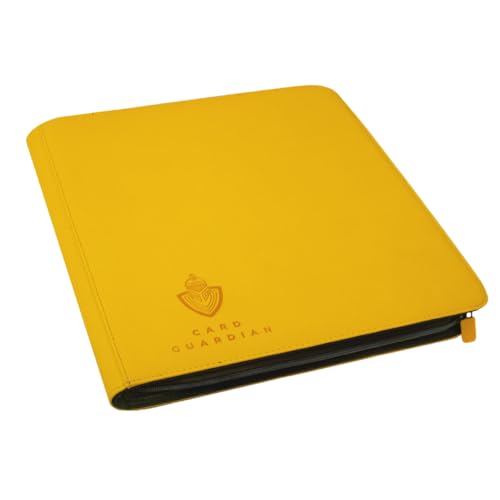 Card Guardian 12 Pocket Premium Binder with Zipper, Yellow - color: Yellow