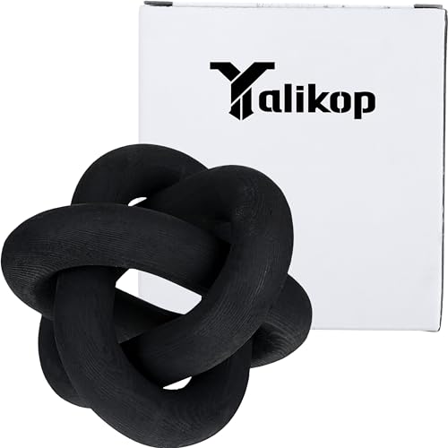 Yalikop 3 Link Wood Knot Decor Rustic Table Shelf Accents, Black - color: Black