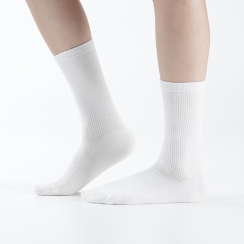 Womens Cotton Crew & Ankle Socks, Cute Floral Ruffle Colorful Tube Size 6-9 - color: Solid B - White(4)