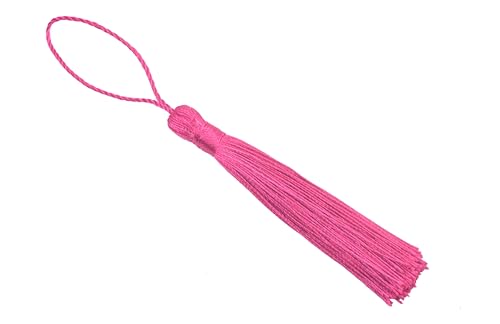 KONMAY 20pcs 3.5'' Small Silky Soft Craft Mini Bookmark Tassels with Loops for Jewelry Making, Gift Wrapping, Zipper Pull, Home Decor(Rose) - color: Rose
