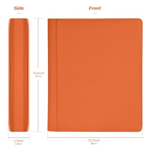 9 Pocket TopLoader Binder, Holds 360 3”x4” Toploader Hard Cases, Sleeves Card Collection Binder, 20 Double Sided Pages, Compatible with Trading & Sports Holder - Orange - color: Orange