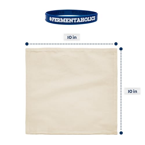 Unbleached Muslin Kombucha Covers - 4 Pack with Rubber Bands - 10" Square Fits Wide Variety Of Jar Openings - Tight Weave Keeps Flies Out - Let's Your Kombucha Breathe - Hand Wash