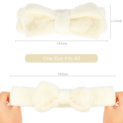 10 Pack Cute Beige Soft Microfiber Spa Headbands for Women & Girls - color: Beige