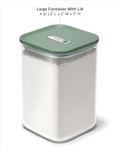 Caraway 4 qt Glass Airtight Food Storage Container with Lid - color: Sage, size: 4qt Container