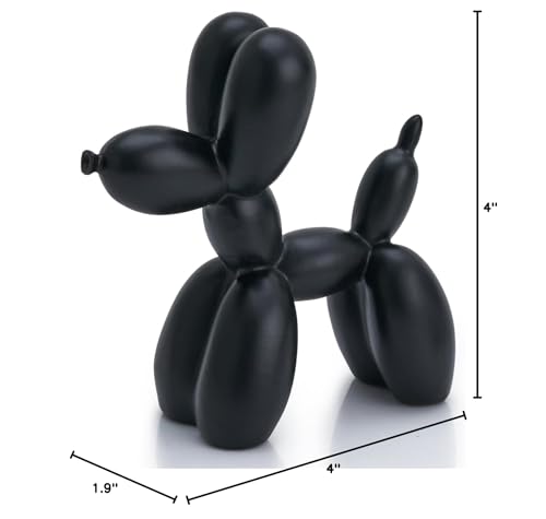4 Inch Matte Black Balloon Dog Sculpture - color: Black