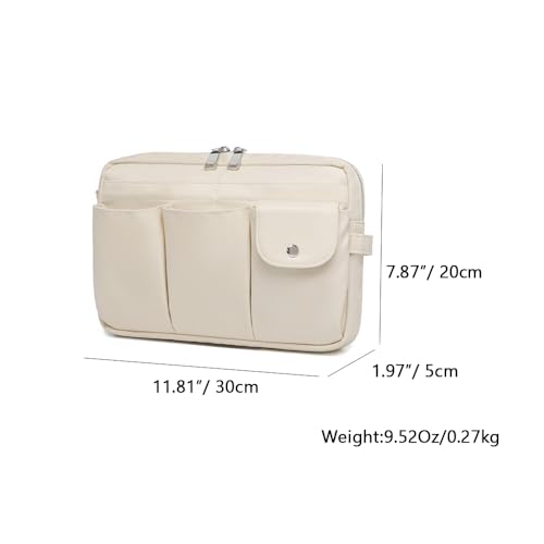 Pencil Holder Storage Bag for Women, Large Capacity Zippered Pencil Case with Multiple Pockets, Nylon Canvas Stationery Organizer for Office, Travel & Daily Use (Nylon,Creamy White) - color: Creamy White/Nylon