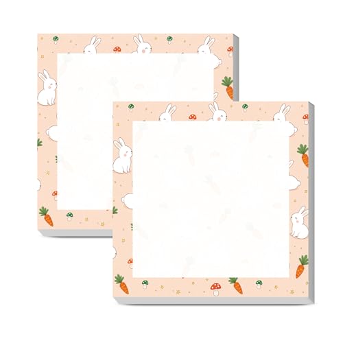 Sticky Notes 3x3 Inches, Cute Self-Stick Note Pads, Funny Memo Pads, Easy to Post Sticky Notes for Office, Home & Notebook Cute Bunny Carrot - color: Cute Bunny Carrot
