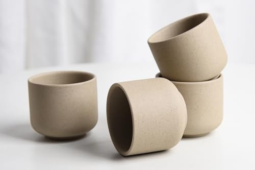 Ceramic teacups set of 4,No Handle Chinese KungFu Tea cups,3 oz Teacups Japanese Teacup Set,Ceramic Pottery Tea Cup,4Pcs