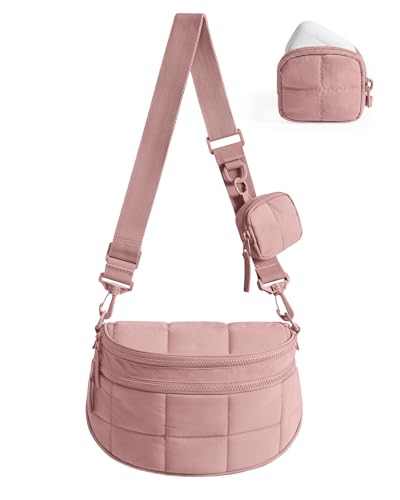 BAGSMART Crossbody Bags for Women, Puffer Cute Bum Bag with Pouch - color: Coral, size: 4.6L