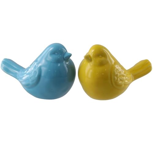1/2pcs Home Living Room Office Decoration Bird,Ceramic Mini Bird Home Decoration,Porcelain Bird Figurine Statue,Office,Bedroom,Living Room Statues Decor,Yellow/Blue(Yellow) - style: yellow
