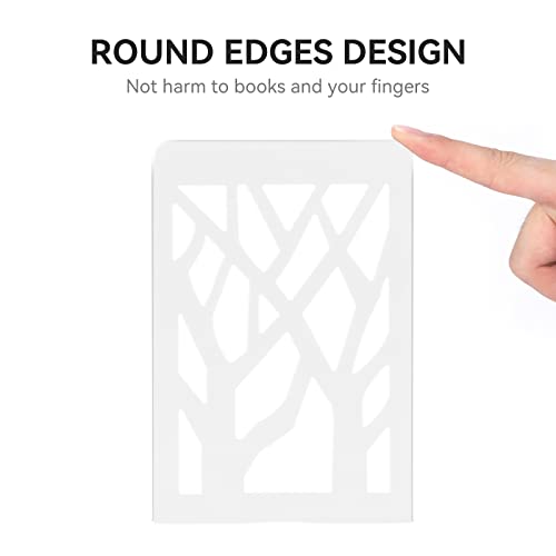Book Ends for Shelves and Heavy Books - Metal White Bookends 1 Pair - Home Decorative Shelf Holder, Supports, and Stoppers - size: White-1 pair