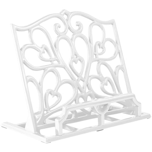 JOGREFUL Cast Iron Cookbook Stand, Kitchen Recipe Holder Love Heart White - color: White, size: Heart
