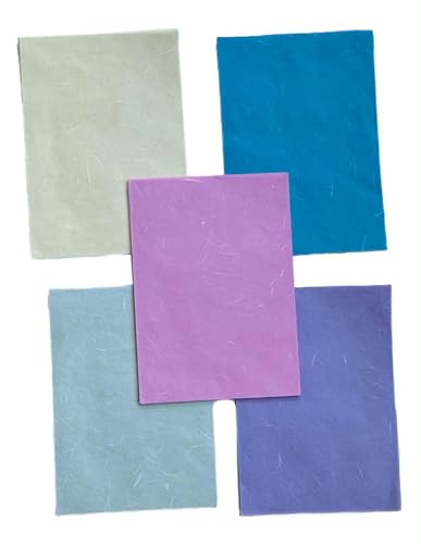 A5 50 Sheets Natural Fiber Mulberry Tree Mulberry Paper Sheets Art Tissue Washi Paper Design Craft Art Origami Suppliers Card Making 8.3" x 5.8". (Pastel Tone, A5) - color: Pastel Tone, size: A5
