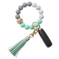 BIHRTC Key Ring Bracelet Car Keychain Holder Wristlet Silicone Women Beaded Bangle Chains - color: Green