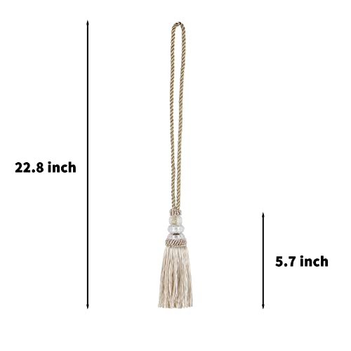 4 Pack Curtain Tiebacks with Tassel, Beige - color: Beige, size: 4