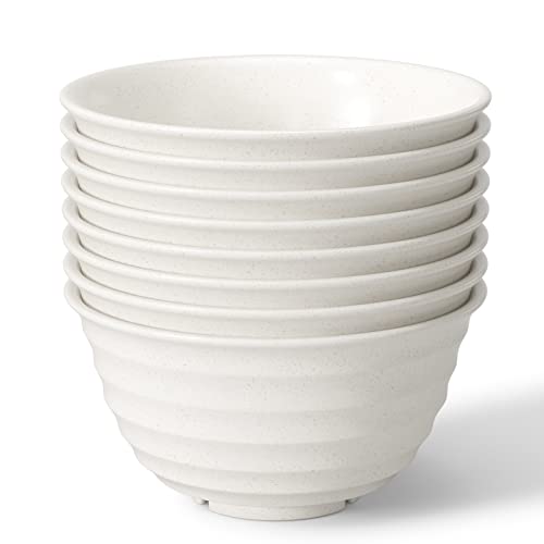 Homestockplus Unbreakable Cereal Bowls 30 OZ Ramen Bowl Microwave and Dishwasher Safe BPA-Free Eco-Friendly Deep Soup Bowl for Cereal, Salad, Soup, Rice（NOT CERAMIC） [Set of 8] - color: Beige, size: 30 Oz