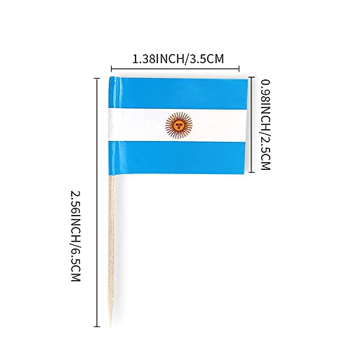 mflagperft Argentina Toothpick Flags 100 Pack, Mini Argentine Flag Picks - color: Argentina