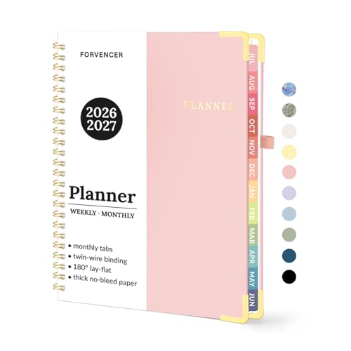 Forvencer Academic Planner 2026-2027, Weekly & Monthly Hardcover Planner A5 - color: Pink, size: 6.3" x 8.4" (Jul 2026 - Jun 2027)