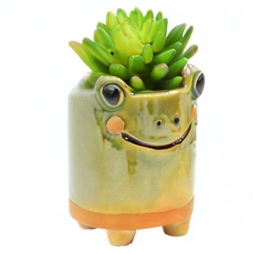 Ceramic Frog Pencil Holder Frog Pencil Holder for Desk Accessories Decoration Succulent Plant Pot Office School Ideal Gifts for Women, Mom or Birthdays