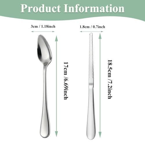 Berglander Grapefruit Spoons and Grapefruit Knife 5 Pieces, Stainless Steel Grapefruit Spoon Utensil Set, Serrated Edge Thick Handle Tool for Grapefruit, Kiwi, Apple, Citrus Fruit & Dessert