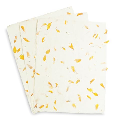 Handmade Lokta Deckle-Edge Printer Paper 8.5x11 (25 Sheets, Marigold) - color: Marigold