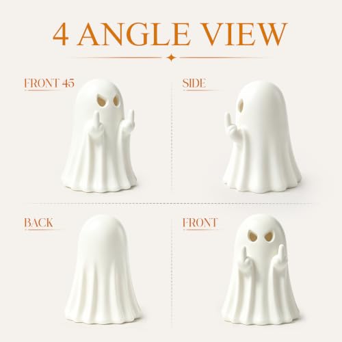Halloween Ghost Figurine Cute Spooky Ghost Statue White - color: White Evil Ornament