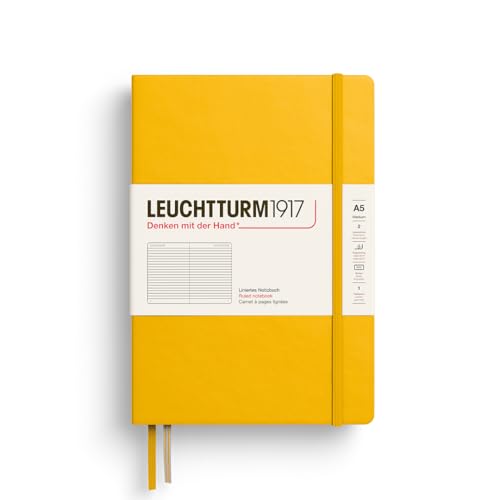 LEUCHTTURM1917 - Notebook Hardcover Medium A5-251 Numbered Pages for Writing and Journaling (Sunflower, Ruled) - color: Sunflower, style: Ruled