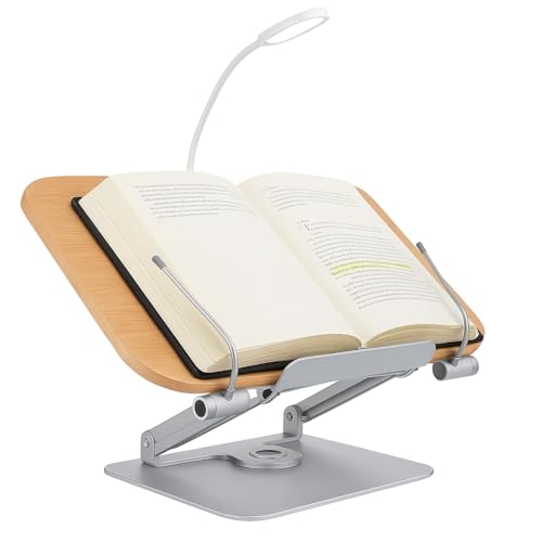 Cook Book Stand Adjustable Book Holder Tray and Page Paper Clips-Cookbook Reading Desk Portable Stable Hard-Wearing Lightweight Bookstand-Textbooks Books, Book Stand Book Holder For Reading Hands Free