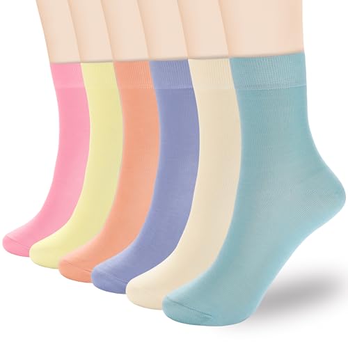 Corlap Women's Thin Above Ankle Socks-6Pairs Cotton Bootie Dress Crew Socks - color: 6 Pairs Fresh Color, size: 9-11