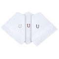 Initial Handkerchief for Men, Monogrammed Boxed 3 Piece Set,100% Cotton - color: Ih3701-u
