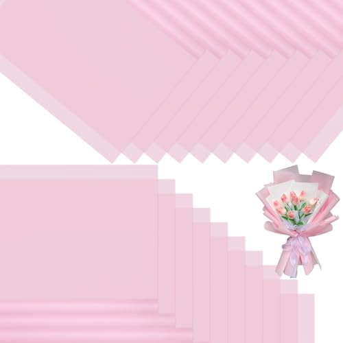 CCIJESW 20 Sheets Flower Bouquet Wrapping Paper Pure Pink - color: 003-Slightly Transparent Pink