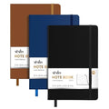 ViVin 3 Pack B5 Hardcover Lined Notebook,6.9x9.8 192 pg College Ruled Leather - color: Black+Navy+Brown, size: B5