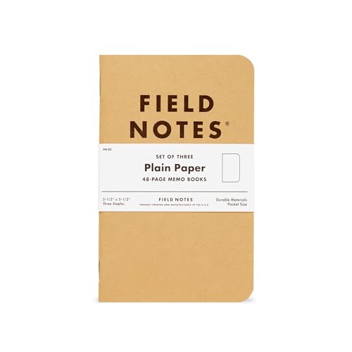 Field Notes: Original Kraft 3-Pack - Plain Paper Memo Books - Blank 48 Page Pocket Notebooks - 3.5" x 5.5" - color: Plain Paper