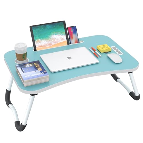 BUYIFY 23" Foldable Lap Desk for Laptop Writing w/Cup Holder Blue - color: Blue