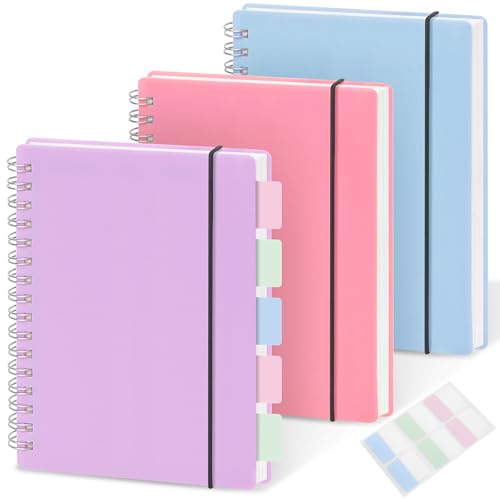 3 Pack Small Spiral Notebook College Ruled Pocket Size A6 4.3"x5.7" - size: A6 (4.3"x5.8"), style: College Ruled