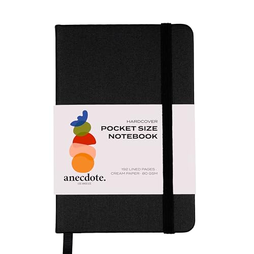 Anecdote Journal Notebook (5.5"x3.5" Pocket Size) 192 Lined Pages Hardcover - color: Black, size: 5.5" x 3.5"
