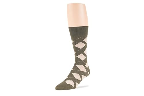 7BIGSTARS Men Cotton Patterned Crew Dress Socks 4-6 Pack, L 9-12 - color: 02b - Brown, Olive Green, Khaki (A40)