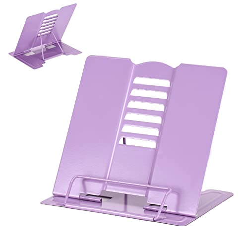 Metal Book Stand Adjustable Book Holder for Reading - color: Full Purple