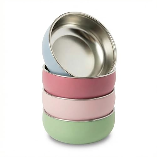 Monkey Proof™ Non-Toxic Stainless Steel Child Bowl 5” with Non-Slip Silicone Shell, Multi-color, (Set of 4 bowls) Unbreakable, Mess Free Feeding for Babies, Toddlers, Kids, BPA free - color: Multicolor