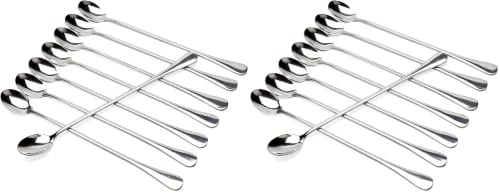 Long Handle Iced Tea Spoons, 9" 18/10 Stainless Steel Cocktail Stirring Spoons with Thickened Ergonomic Handle, Tall Coffee & Latte Stirrers, Dessert Spoon Set, Dishwasher Safe (9 IN) (Pack of 2) - color: Silver 9 IN, size: pointed (Pack of 2)