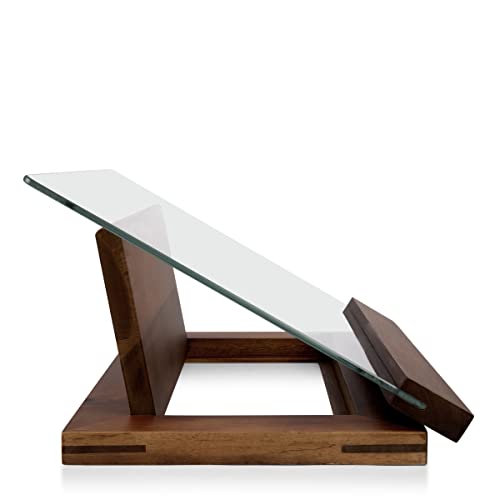 PICNIC TIME Fabio Viviani Prodigio Cookbook Stand with Tempered Glass, Recipe Stand, Kitchen Cookbook Holder, (Acacia Wood) - color: Fabio Viviani - Cookbook Stand