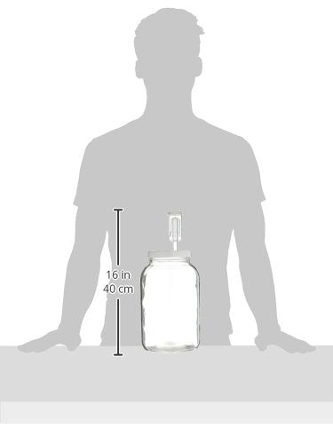 FastRack 1 Gallon Mason Jar Wide Mouth & Twin Bubble Airlock for Fermentation, Pickling, Brewing & Dry Storage – BPA-Free One Gallon Glass Jar with Lid