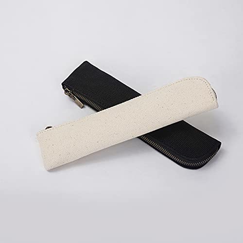 Slim Pencil Case Small Pencil Pouch Pen Case (Beige/CV) - color: Beige