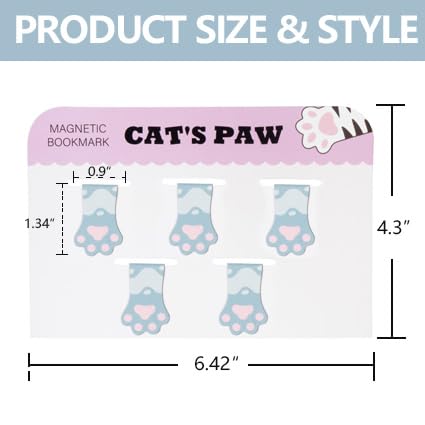 Cute Cat Paw Magnetic Bookmarks, 5 PCS Magnetic Cute Bookmark for Teacher, Women & Kids - Cat Paw Design (Purple-2.0) - color: Purple