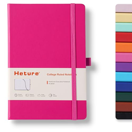 Heture Hardcover Notebooks, 6 Packs A5 Lined Journals Notebook for Writing 160 Pages, 8.2 x 5.5 inch, 6 Colors Classic Ruled Notebooks for College/Work/Travel (Fuchsia, 1 Pack) - color: Fuchsia, size: 1 Pack