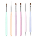 Nail Art Brushes, 6 Pcs Nail Brush Set with Liner Brush and Dotting Pens - color: 6PCS Nail Brush Set