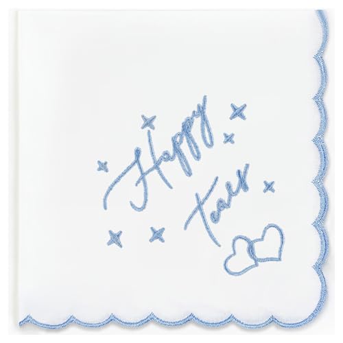 Wedding Handkerchief - Something Blue for Bride on Wedding Day, Bride Gift for Wedding Essentials, Embroidered Handkies Gift - color: Happy Tears