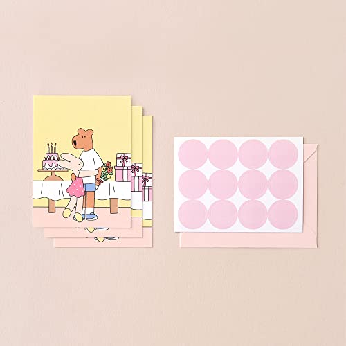 Monolike Day-by-day Card, Happy and Lucky - Mix 36 Mini Single cards, 36 envelopes, 36 stickers Package - color: Happy and Lucky