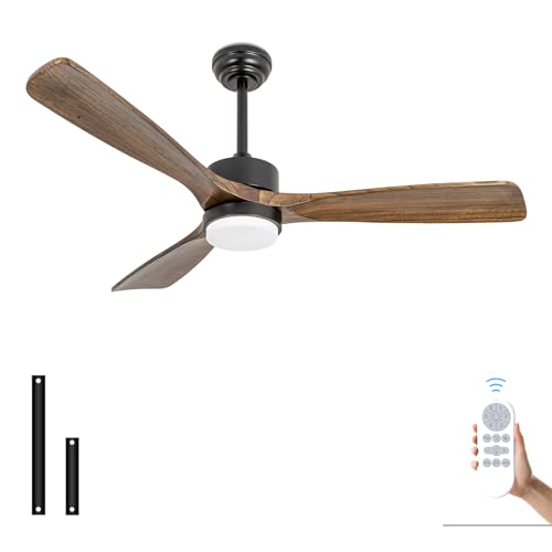 52" Solid Amber Wood Ceiling Fans with Lights and Remote Control - color: Amber wood ceiling fan