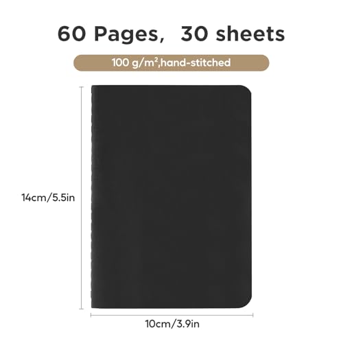 HOMEMARS Plain Notebook,18 Pack,100GSM,Small notebook,3.9" x 5.5", Black, Journaling Notebooks for Travel Journal, Work & School,Thick Paper,Plain Writing Drawing Sketchbook Diary,100 g/m² - size: Plain